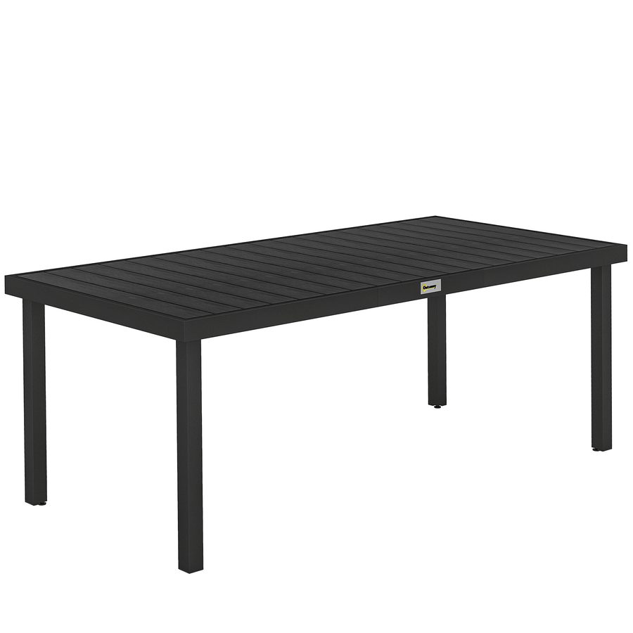 Outsunny Gartentisch für 8 Personen großer Esstisch aus pflegeleichtem Aluminium Kunststoff schwarz 190 x 90 x 74 cm für Garten & Terrasse   Aosom.de von Outsunny