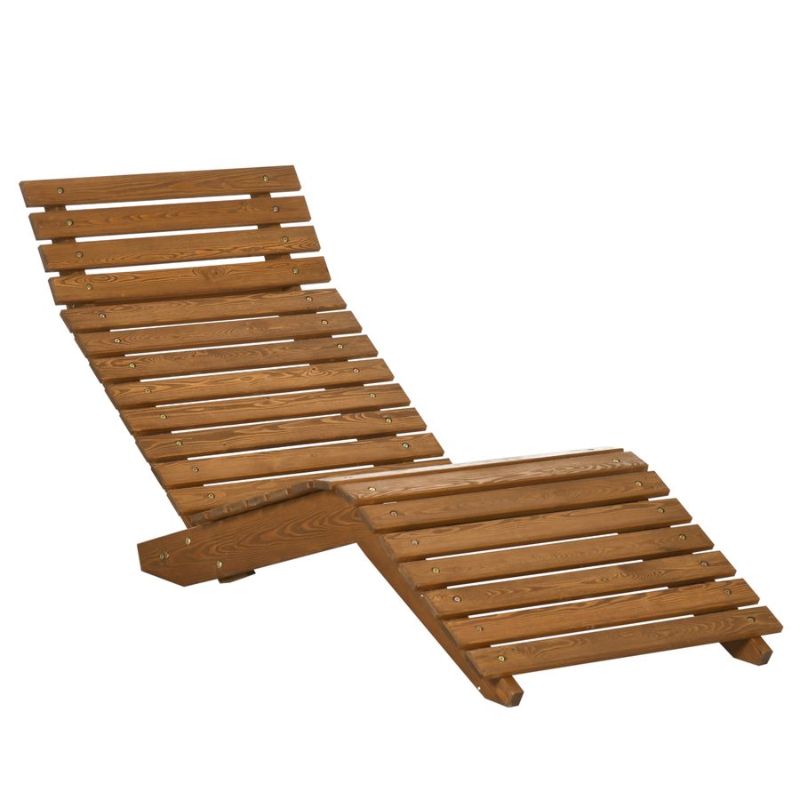 Outsunny Sonnenliege Liegestuhl Gartenliege Relaxliege für Pool Balkon bis 120kg aus massivem Teakholz 66x170x77cm   Aosom.de von Outsunny