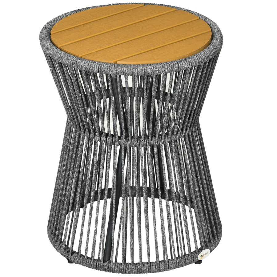 Outsunny Gartentisch Bistrotisch Kaffeetisch mit Kunststofftischplatte mit verstellbaren Füßen, für Terrasse, Dunkelgrau+Natur   Aosom von Outsunny