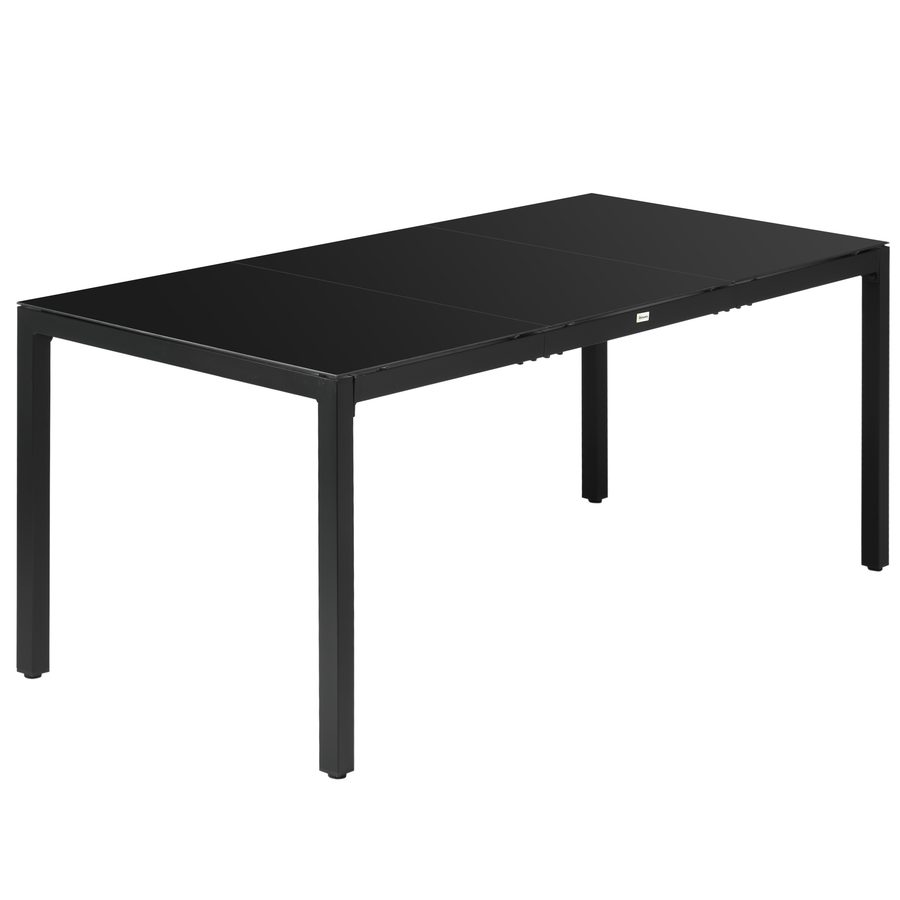 Outsunny Gartentisch rechteckig Esstisch im Freien für 8 Personen mit gehärteter Glasplatte und Aluminiumrahmen 180 x 80 x 72 cm schwarz   Aosom von Outsunny