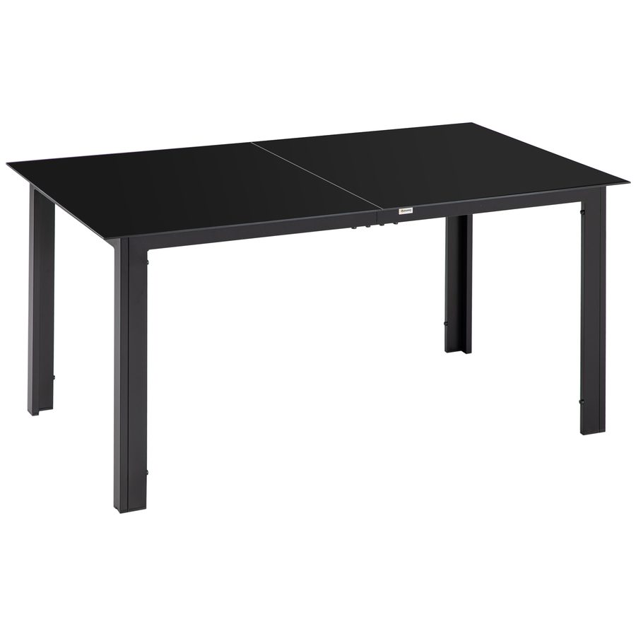 Outsunny Gartentisch für 6 Personen, Esstisch mit Glastischplatte, 150 x 90 x 74 cm, schwarzer Terrassentisch für Garten & Balkon   Aosom.de von Outsunny