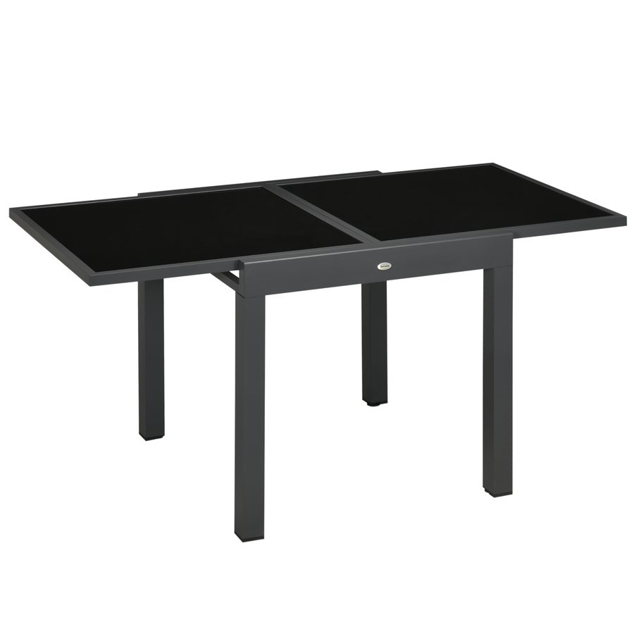 Outsunny Gartentisch Esstisch klappbare Tischplatte Balkontisch Terrassentisch mit Glasplatte Schwarz 160x80x75 cm für Garten & Terrasse   Aosom.de von Outsunny