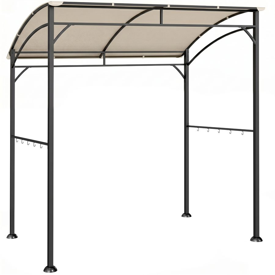 Outsunny Grillpavillon Gartenpavillon mit UV-beständiger Grillüberdachung, Stahlrahmen & Haken, Polyester, Beige, 215x150x220 cm   Aosom.de von Outsunny