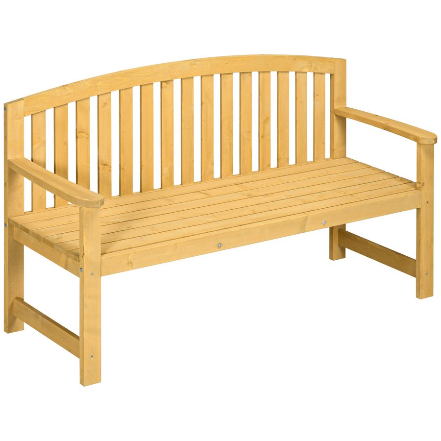 Outsunny 2-Sitzer Gartenbank Holz, wetterfest Sitzbank, Gartenmöbel mit Rückenlehnen, Parkbank 240 kg belastbar, Balkonbank, Holzbank für Balkon Terrasse, Garten, 143 x 51 x 85 cm, Orange   Aosom