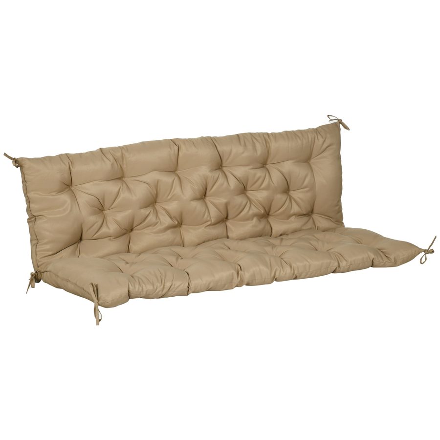 Outsunny 3 Sitzer Bankauflage 150x98x8 cm Bankkissen mit Bändern, Sitzkissen, Outdoor/Indoor Stuhlkissen, Sitzauflage, Sitzpolster, Bankpolster für Gartenmöbel, Sitzbank Hollywoodschaukel, Khaki   Aosom von Outsunny
