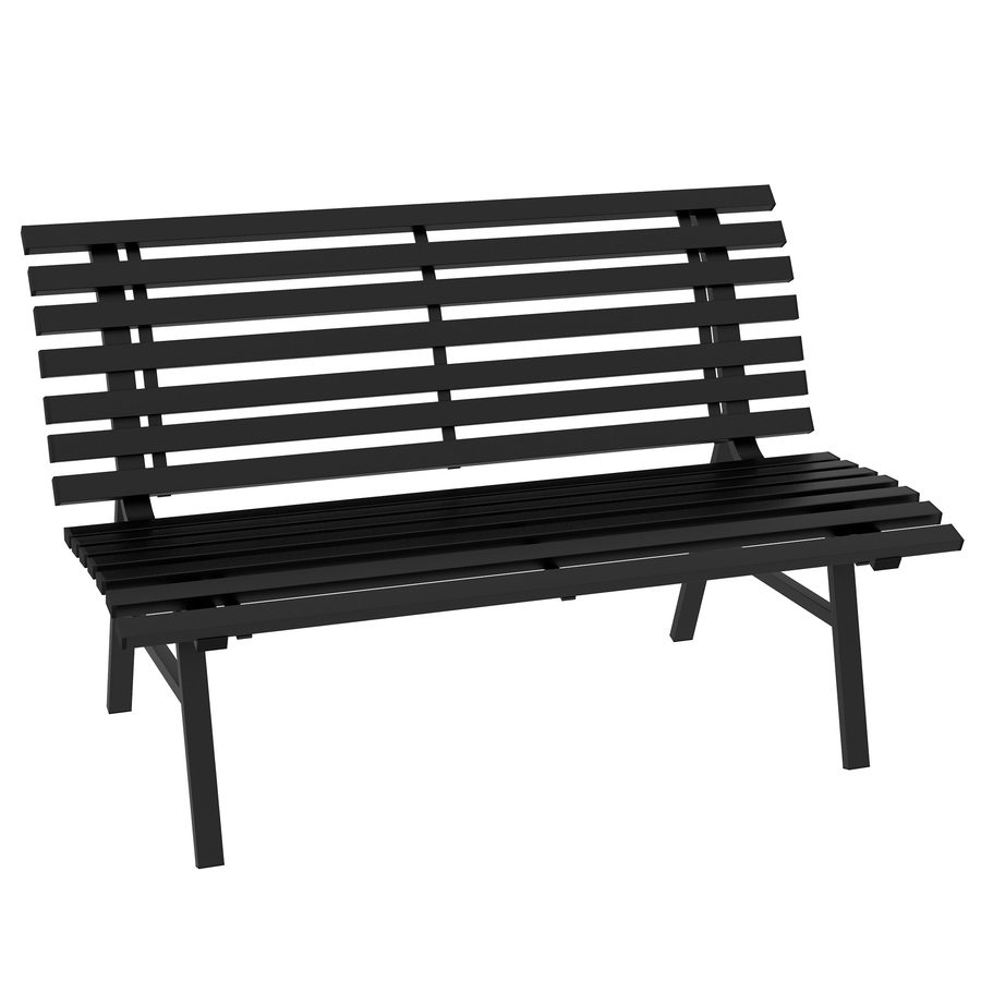 Outsunny 2-Sitzer Gartenbank Alu, wetterfest Sitzbank, UV-Beständig Gartenmöbel mit Lamellen-Design, Parkbank 240kg belastbar, Balkonbank für Balkon Terrasse, Garten, 123x67x79cm, Schwarz   Aosom von Outsunny