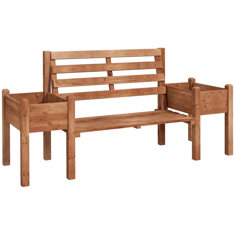 Outsunny Gartenbank, 2-Sitzer Sitzbank, Holzbank, Balkonbank mit Blumenkasten, für Garten, Terrasse, bis 240 kg Belastbar   Aosom von Outsunny