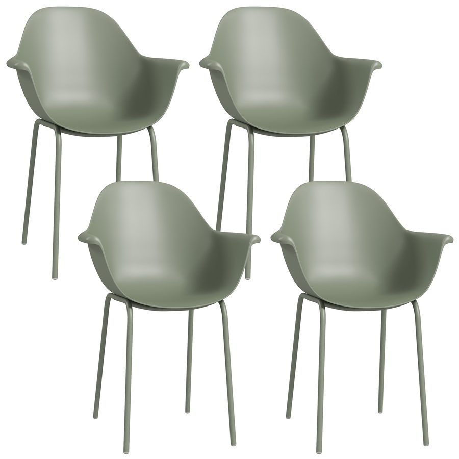 Outsunny Gartenstuhl 4er Set Stapelstühle mit Rückenlehne und Armlehne, Terrassenstühle bis 120 kg belastbar, ideal für Balkon und Garten   Aosom.de von Outsunny