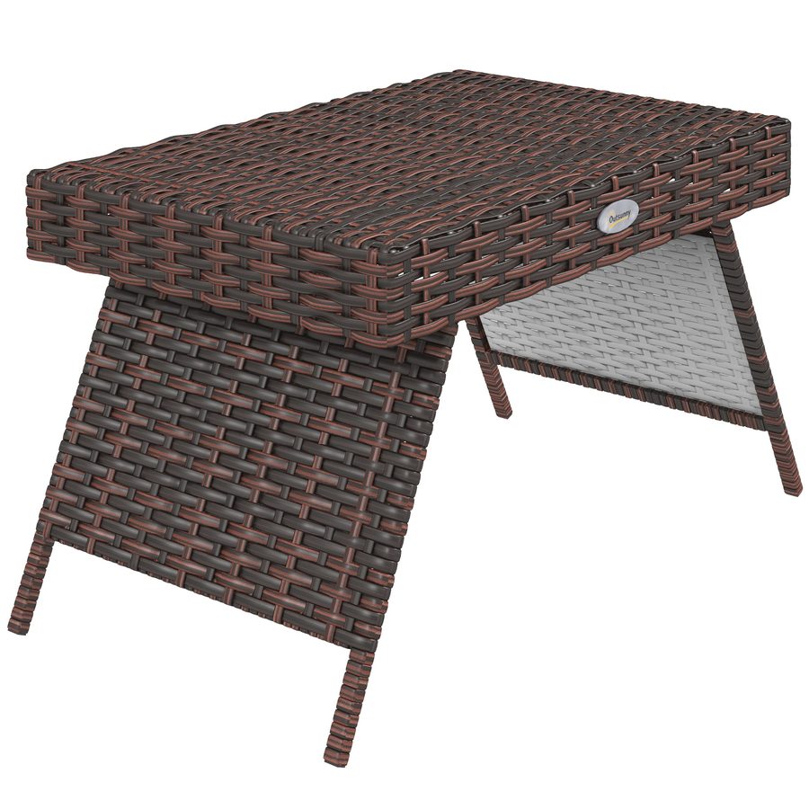 Outsunny Rattan Klapptisch Gartentisch wetterfest Braun 60x41x41cm ideal für Balkon & Terrasse   Aosom.de von Outsunny
