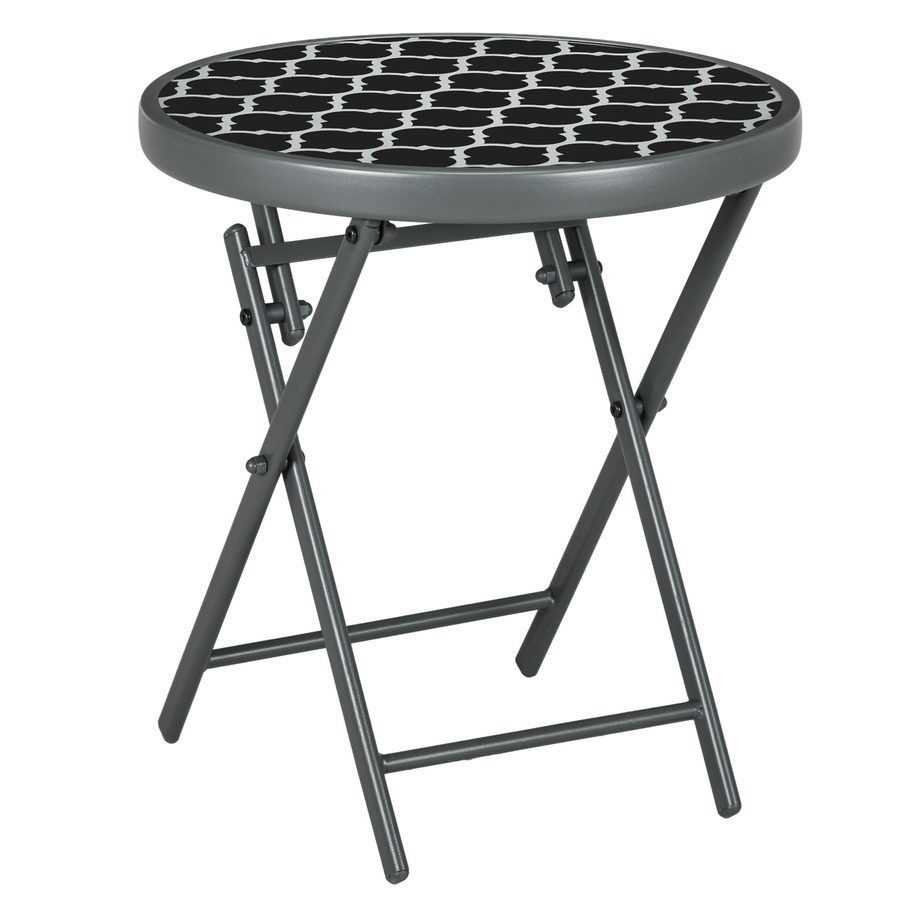 Outsunny Klapptisch Beistelltisch mit Glasplatte 45x45x50cm schwarz, ideal für Garten & Camping   Aosom.de von Outsunny