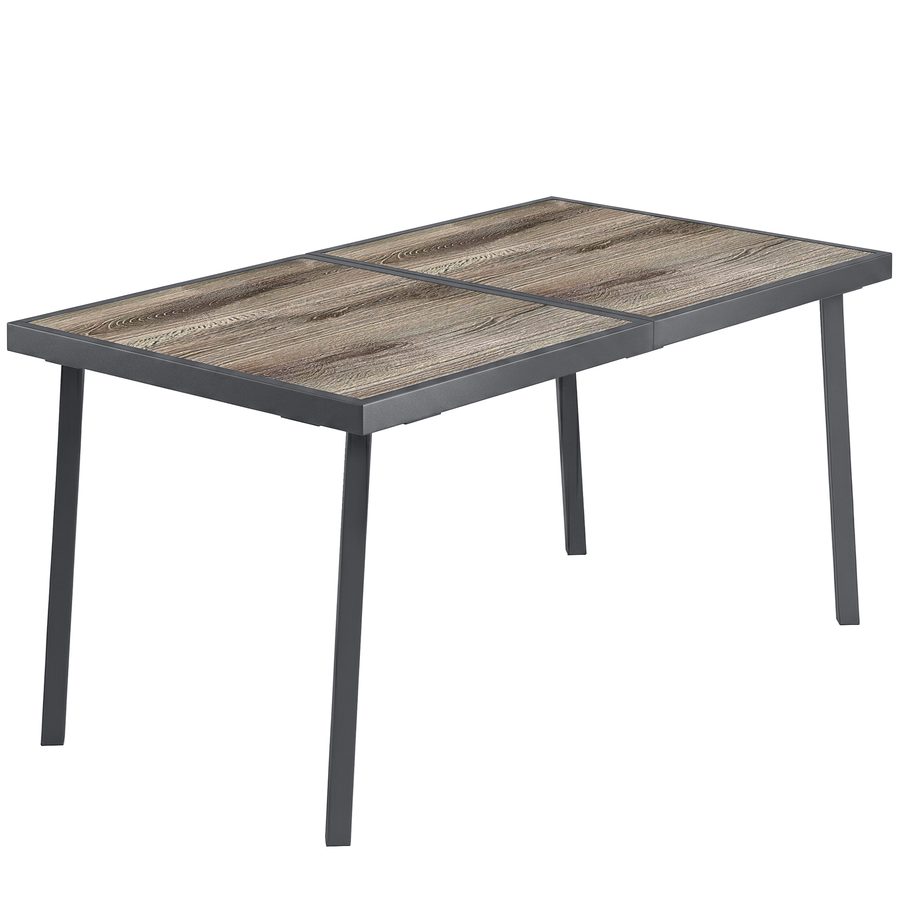 Outsunny Gartentisch Balkontisch 145 x 85 cm Esstisch für 6 Personen mit Holzoptik und Stahlgestell grau für Garten und Terrasse   Aosom.de von Outsunny