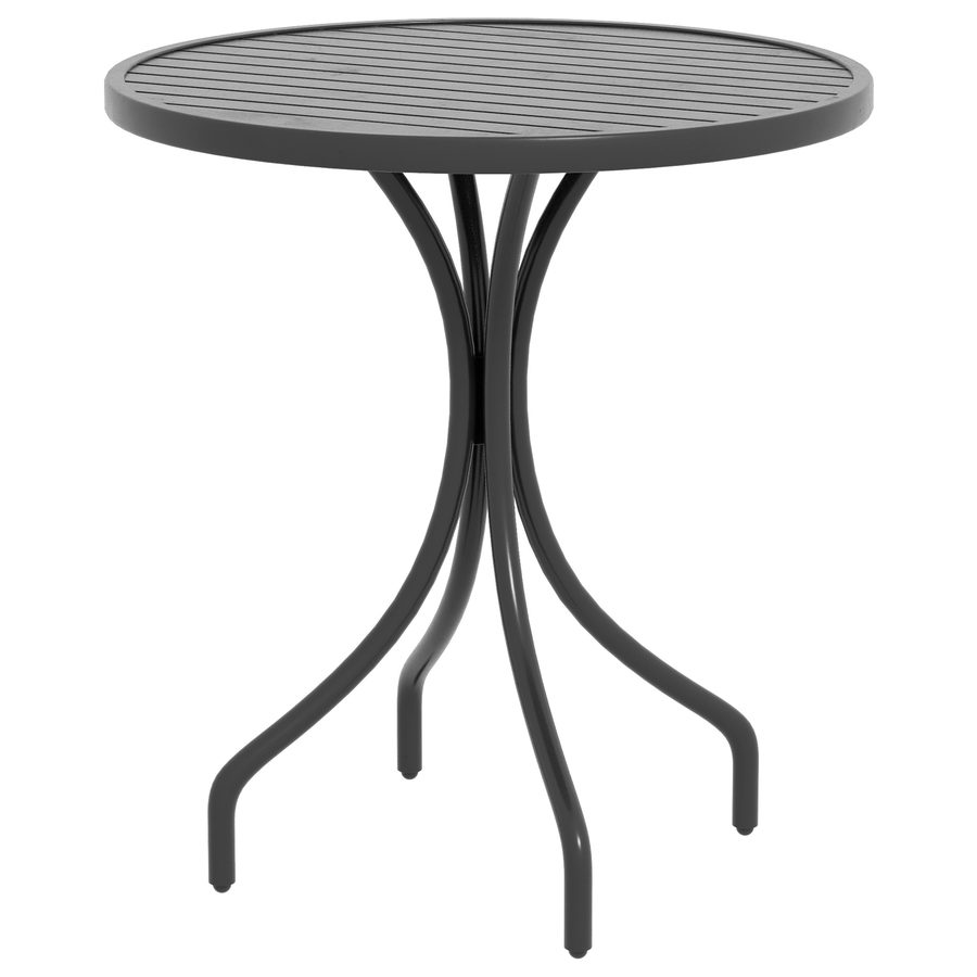 Outsunny Runder Gartentisch Ø66 cm, Gartentisch aus verzinktem Stahl mit Lattenplatte für Terrasse, Balkon, Schwarz   Aosom von Outsunny