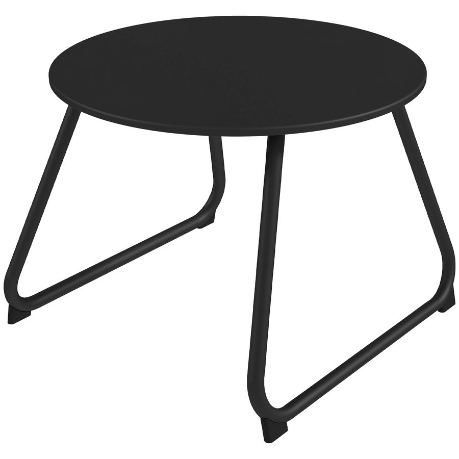 Outsunny Gartencouchtisch Ø48x37 cm mit Verstellbaren Füßen, Metallcouchtisch mit Pulverbeschichteter Oberfläche, Schwarz   Aosom von Outsunny