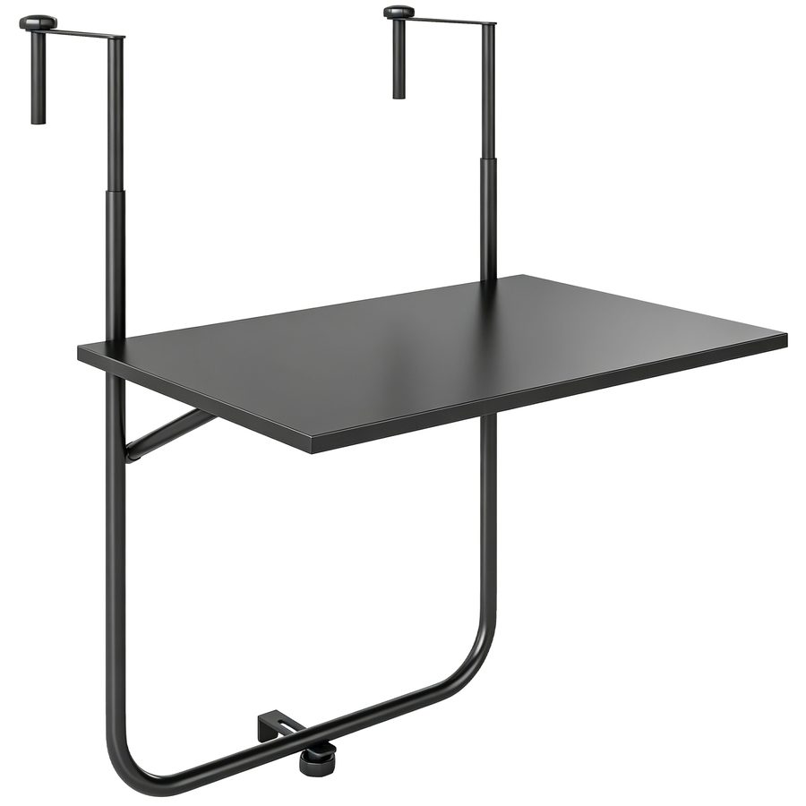 Outsunny Balkontisch zum Einhängen klappbarer Hängetisch 3-fach höhenverstellbar bis 15 kg 62x60 cm Schwarz für Balkon & Terrasse   Aosom.de von Outsunny