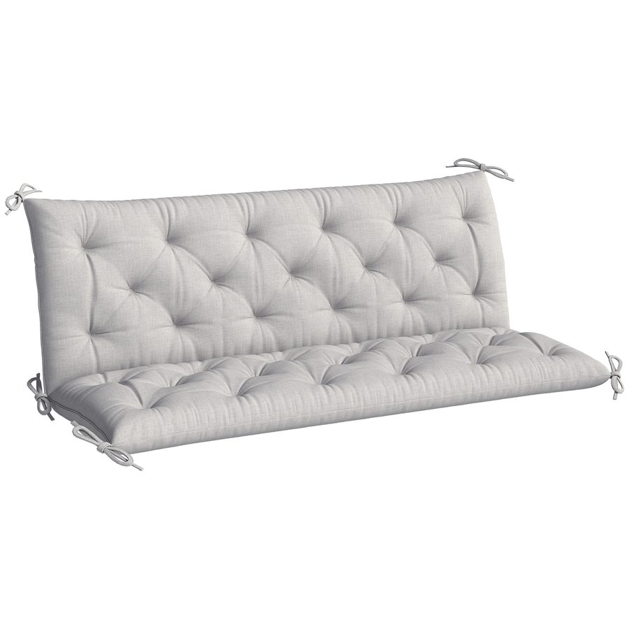 Outsunny 3 Sitzer Bankauflage 150x98x8 cm Bankkissen mit Bändern, Sitzkissen, Outdoor/Indoor Stuhlkissen, Sitzauflage, Sitzpolster, Bankpolster für Gartenmöbel, Sitzbank Hollywoodschaukel, Hellgrau   Aosom von Outsunny
