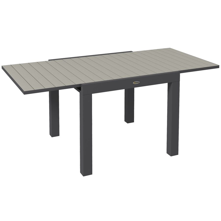 Outsunny Gartentisch Esstisch für 6 Personen, erweiterbarer Terrassentisch bis 70 kg, Aluminium Grau 81/162 x 80 x 75 cm für Balkon & Garten   Aosom.de von Outsunny