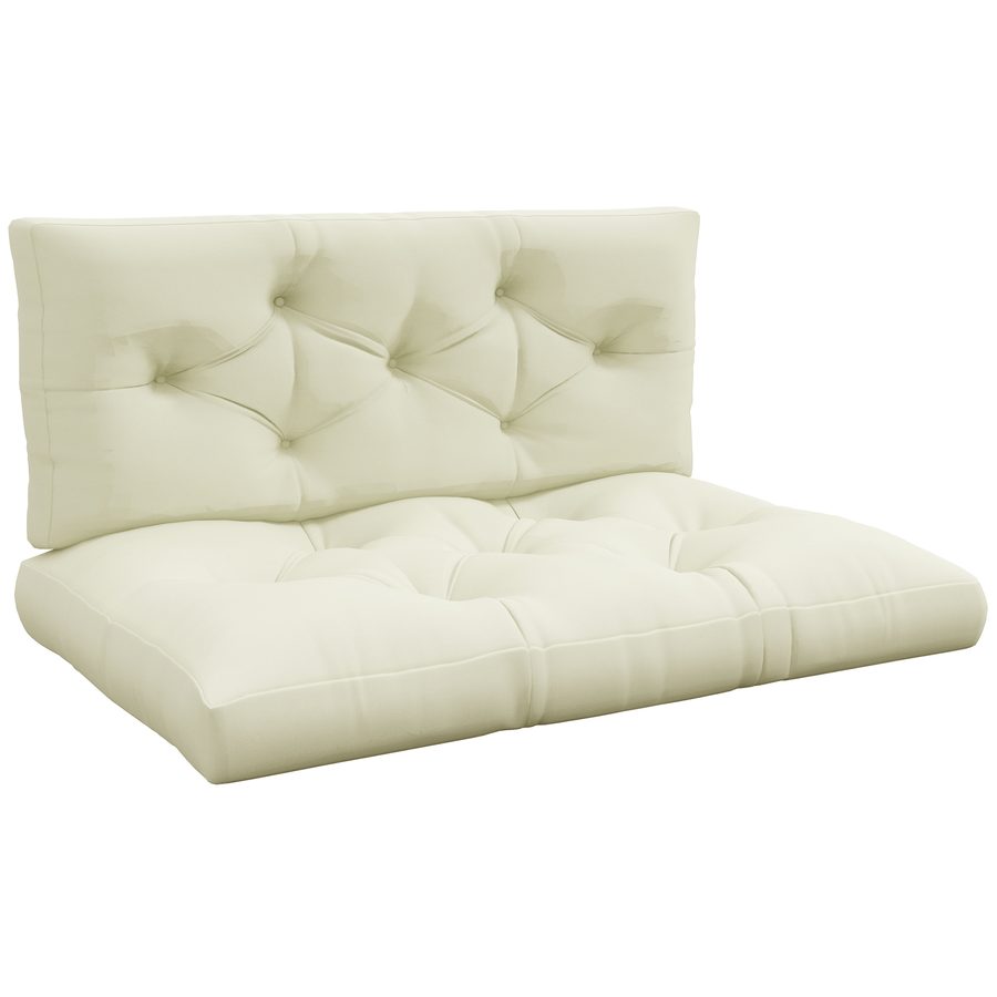 Outsunny 2 Sitzer Palettenkissen 120cm x 80cm x 12cm Bankauflage mit UV-Schutz Sitzkissen Polsterauflage wasserabweisend Gartenbankauflage für Palettensofa, Balkon Cremeweiß   Aosom von Outsunny