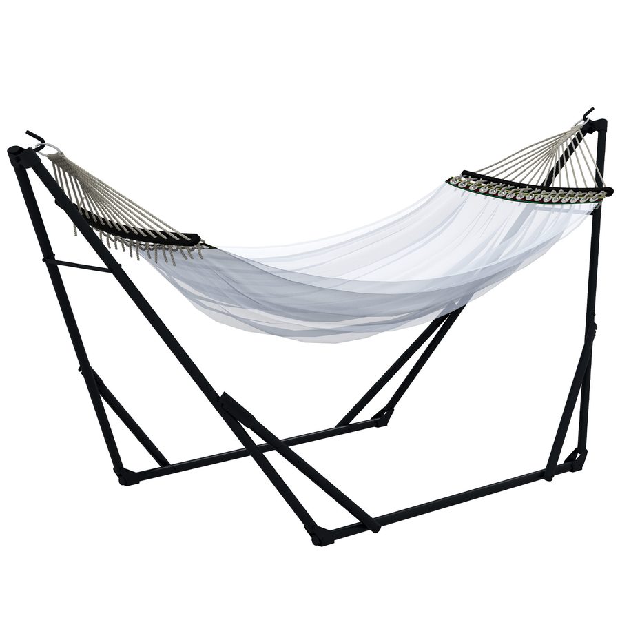 Outsunny Hängemattengestell mit Hängematte und Tragetasche, stabiler Stahl, bis 120 kg belastbar, ideal für Garten & Balkon   Aosom.de von Outsunny