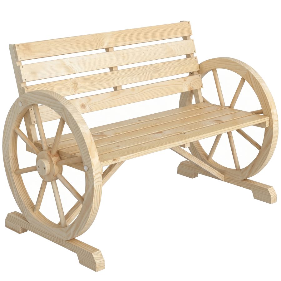 Outsunny Gartenbank 2-Sitzer, Sitzbank, Holzbank, Parkbank mit Armlehne im Landhausstil, bis 240 kg belastbar, Tannenholz, Natur   Aosom von Outsunny