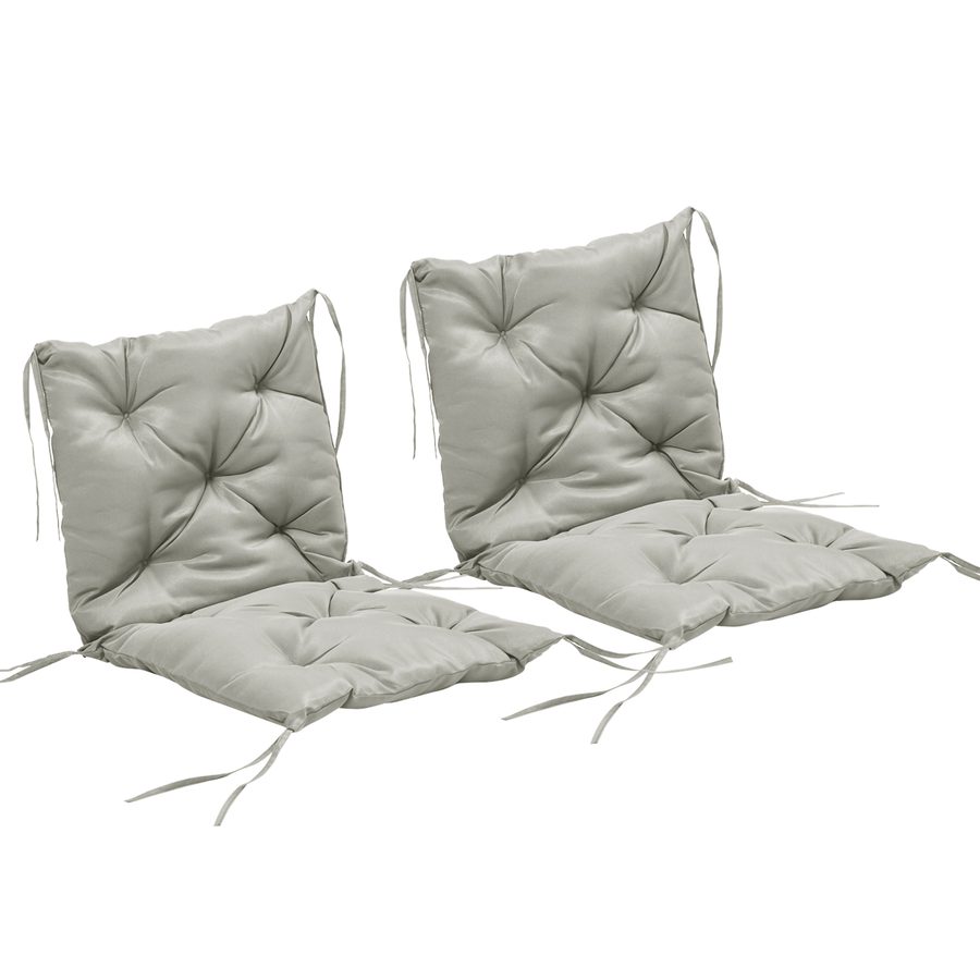 Outsunny 2er-Set Sitzkissen, 98 x 50 cm Stuhlkissen mit Bindebänder, Stoffbezug, 8cm dick Polsterauflage, Sitzpolster für Küche, Büro, Esszimmerstühle, Hellgrau   Aosom von Outsunny
