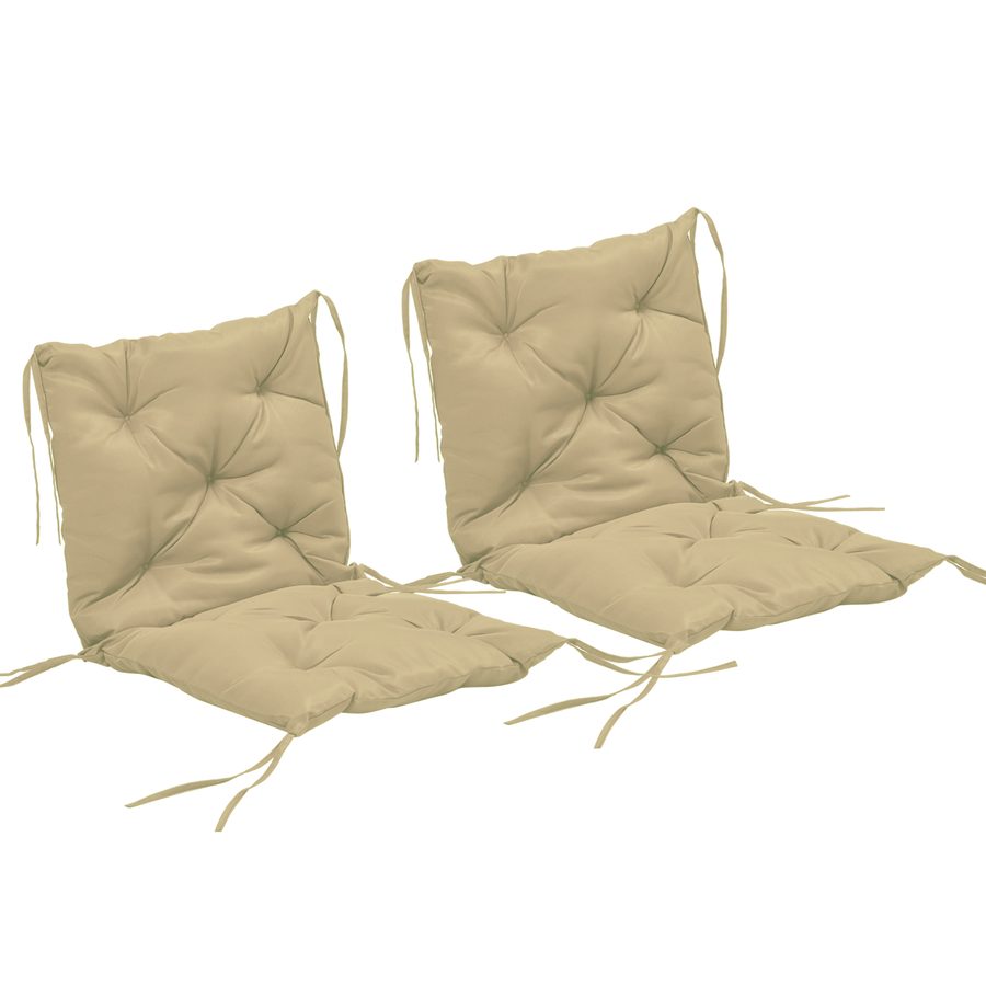 Outsunny 2er-Set Sitzkissen, 98 x 50 cm Stuhlkissen mit Bindebänder, Stoffbezug, 8cm dick Polsterauflage, Sitzpolster für Küche, Büro, Esszimmerstühle, Khaki   Aosom von Outsunny