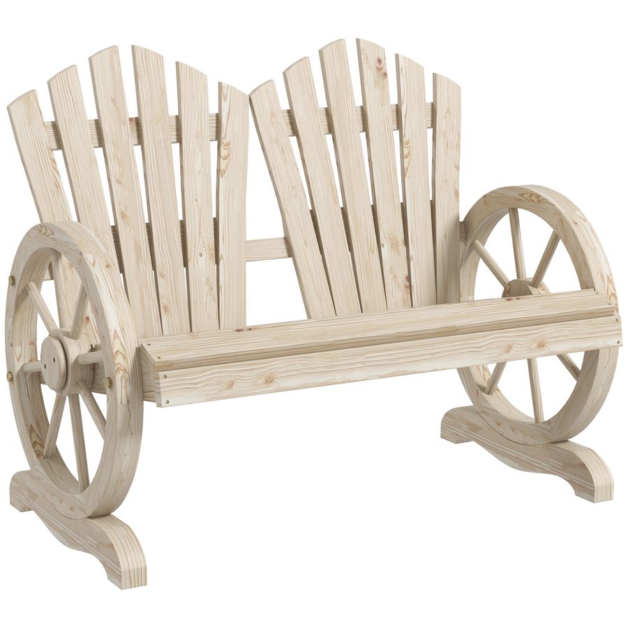 Outsunny Gartenbank mit Armlehne, Sitzbank, Gartenmöbel, Rustikale Bank, Massivholz, Naturholz, 108 x 66 x 95 cm   Aosom von Outsunny