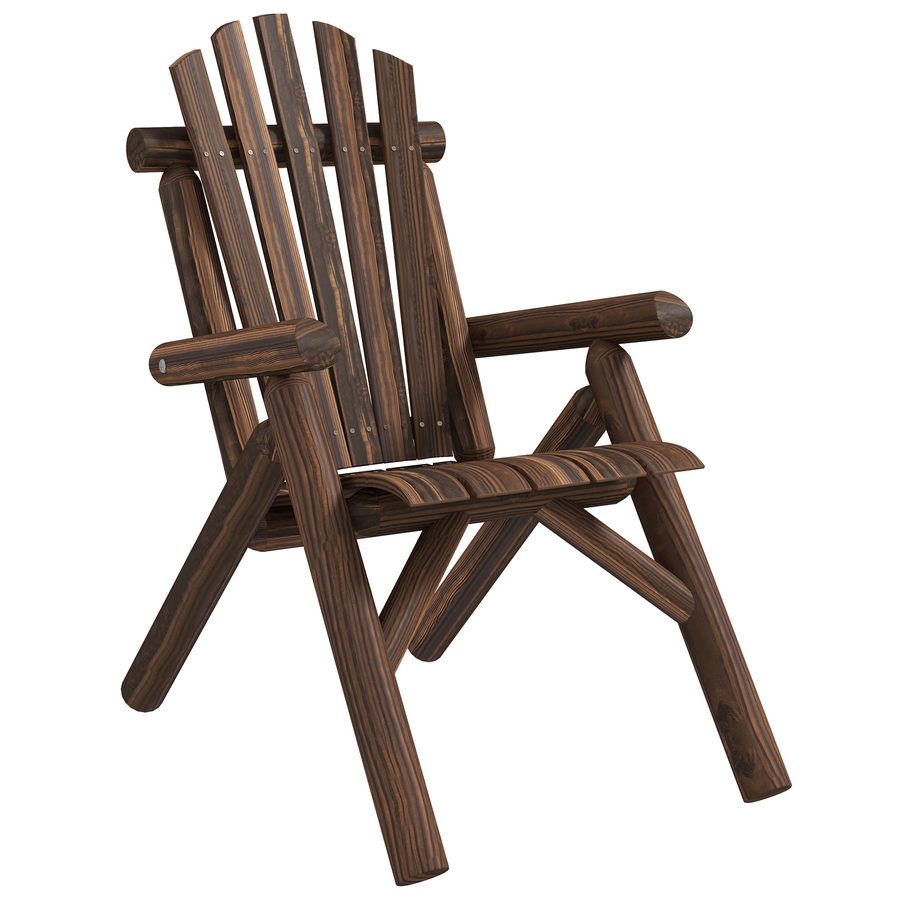 Outsunny Adirondack Gartenstuhl Holzstuhl Hochlehner mit Armlehne aus Tannenholz, braun, 83 x 68 x 101 cm, ideal für Garten & Terrasse   Aosom.de von Outsunny