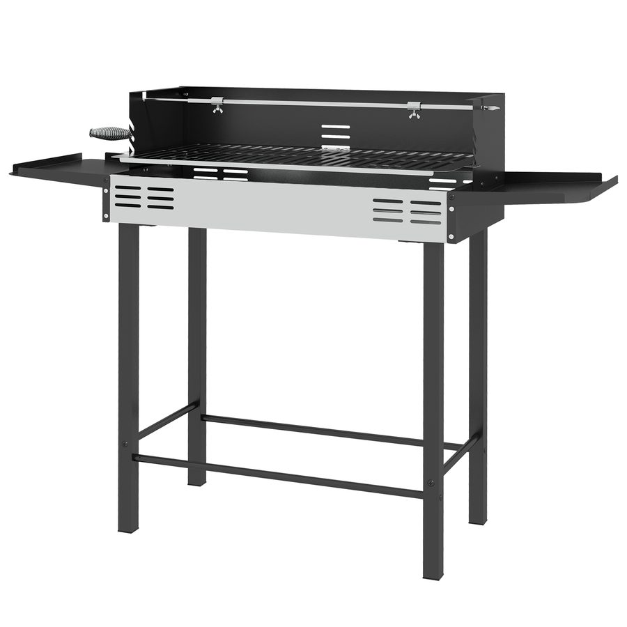 Outsunny Holzkohlegrill Campinggrill klappbar mit Grillrost & Rotisserie-Kit, faltbar, rostfreier Stahl & Metall, Schwarz für Garten BBQ   Aosom.de von Outsunny