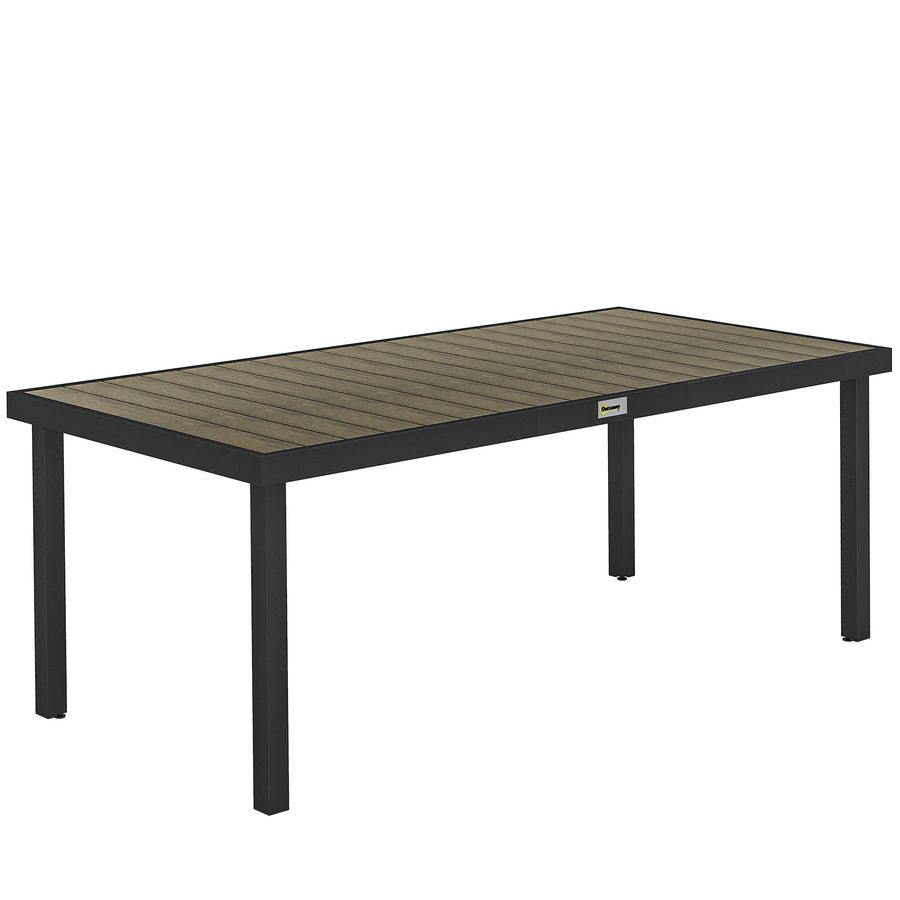 Outsunny Gartentisch Aluminium 190x90 cm Wetterfest Buffettisch mit Holz-Optik, rutschfest Campingtisch für 8 Personen Balkontisch Terrassentisch Outdoor Esstisch für Garten, Terrasse Balkon Naturholz   Aosom von Outsunny