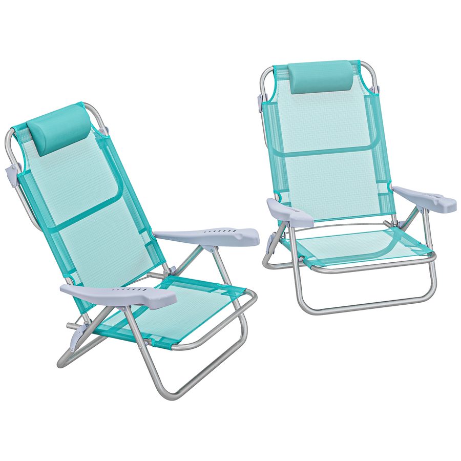 Outsunny 2er Set Campingstühle klappbar Campingstuhl mit 6-fach verstellbarer Netzrückenlehne Kopfstütze Faltstuhl faltbar Anglerstuhl Outdoor Anglersessel bis 120 kg Gartenstuhl für Garten Strand   Aosom von Outsunny