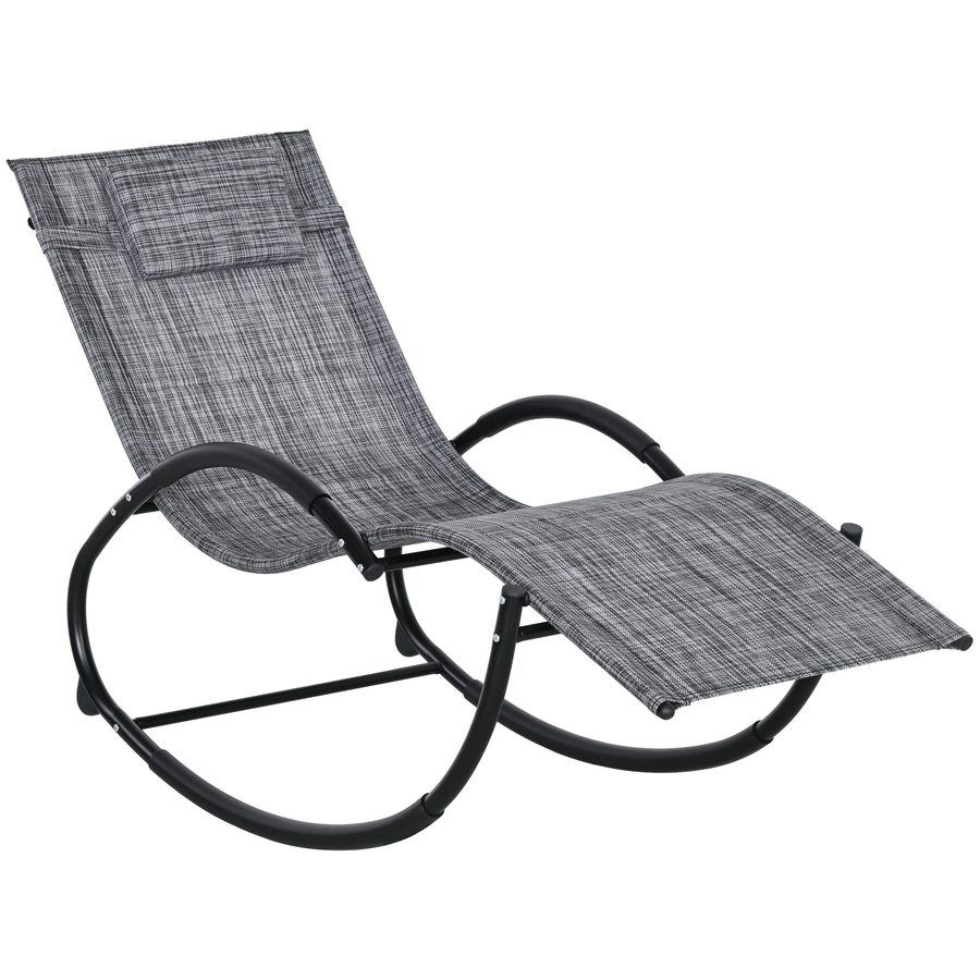 Outsunny Schaukelliege Schaukelstuhl mit Kopfkissen Gartenliege Schwungliege Textilene Grau 155 x 61 x 88 cm für entspannte Stunden im Freien   Aosom.de von Outsunny