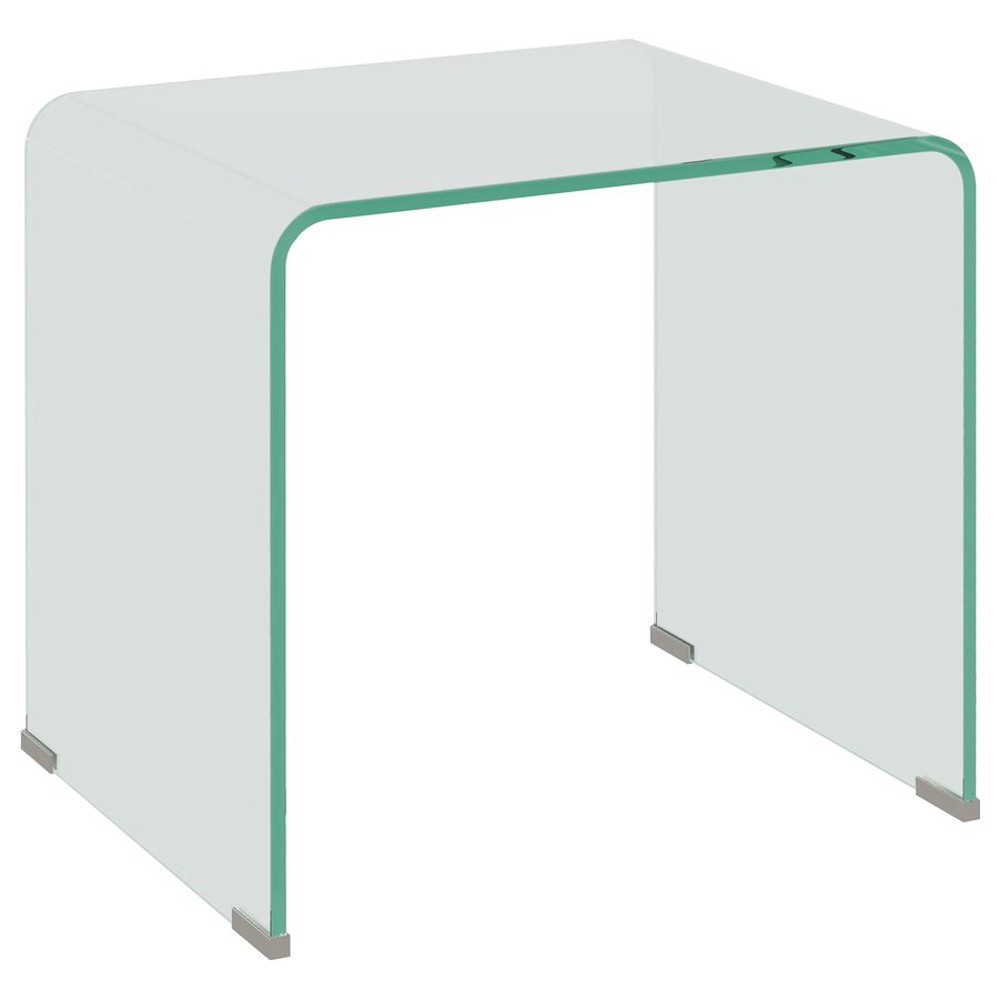 HOMCOM Modernder und Monoblock Glastisch mit rutschfesten Füßen, Gehärtetes Glas, 50x40x45 cm, Durchsichtig   Aosom von HOMCOM
