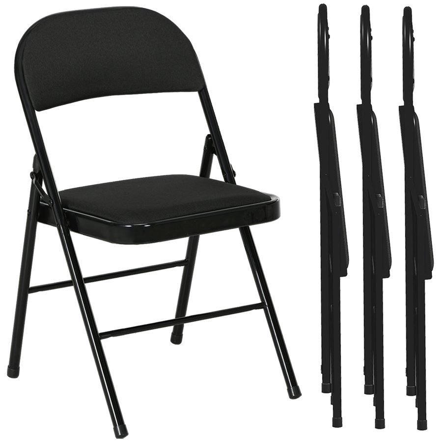 HOMCOM 4er Set Klappstuhl Campingstuhl mit Gepolsteter Rückenlehne, Klappbar Bürostuhl mit Stahlrahmen, Küchenstuhl mit Polster bis 120 kg belastbar für Gäste, Büro, Camping, Schwarz   Aosom von HOMCOM