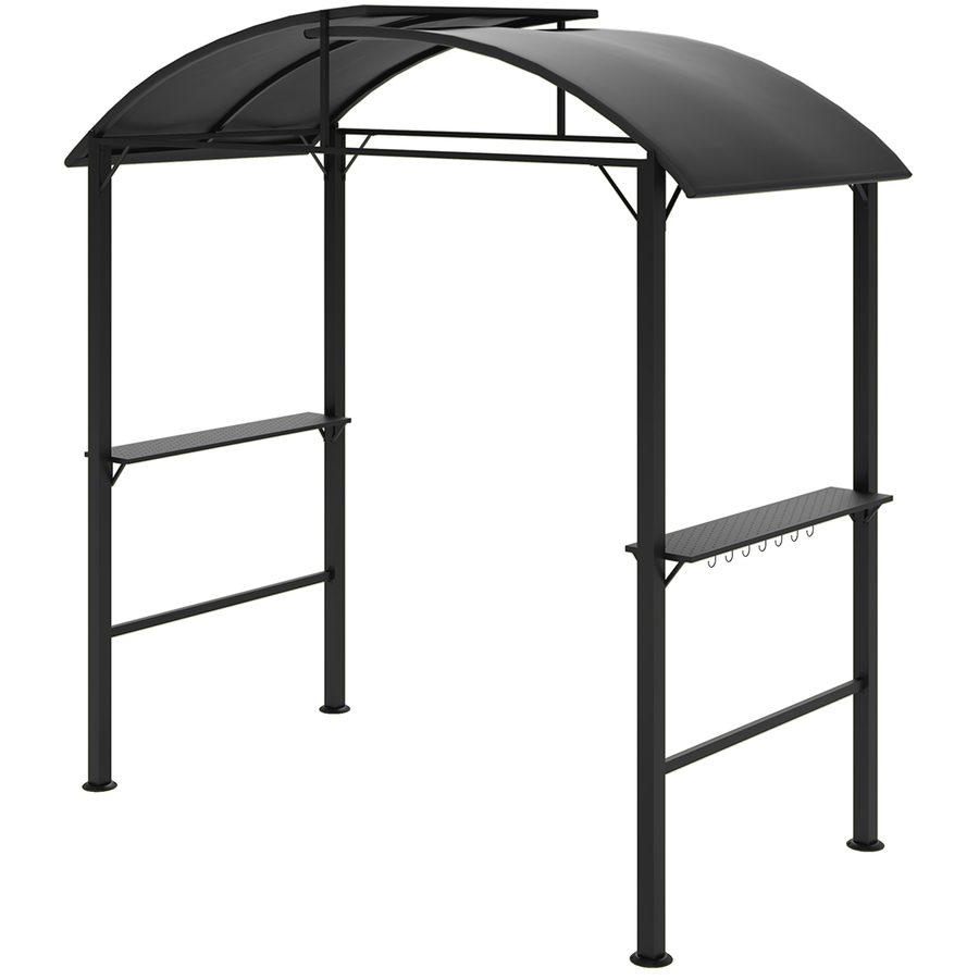 Outsunny Grillpavillon 233 x 110 x 235 cm winddicht Gartenpavillon mit Doppeldach,Regalen, Gartenlauben mit UV-Schutz, BBQ Pavillon aus Stahl, Gartenzelt Grillzelt für Party BBQ, Dunkelgrau   Aosom von Outsunny