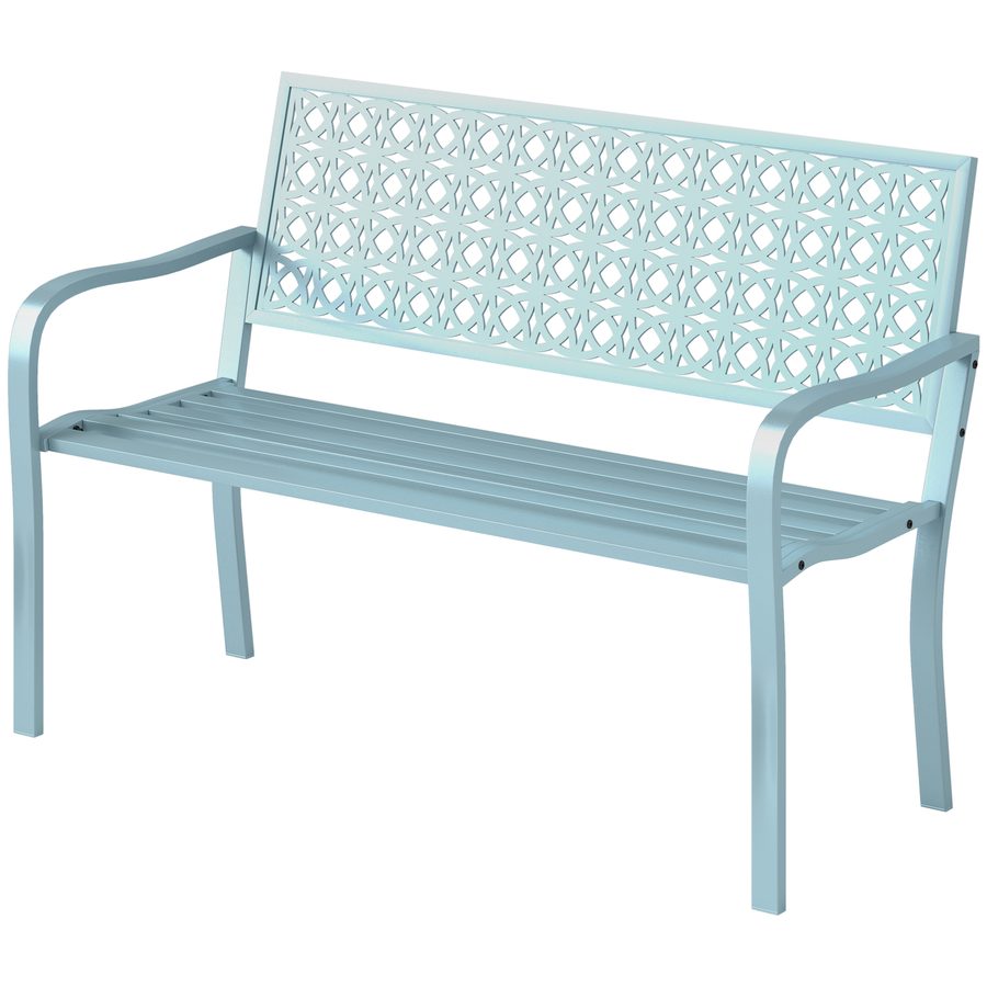 Outsunny 2-Sitzer Gartenbank, wetterfest Sitzbank, Gartenmöbel mit Rücken- & Armlehnen, Parkbank 240kg belastbar, Balkonbank für Balkon Terrasse, Garten, 127 x 63 x 85cm, Blau   Aosom von Outsunny