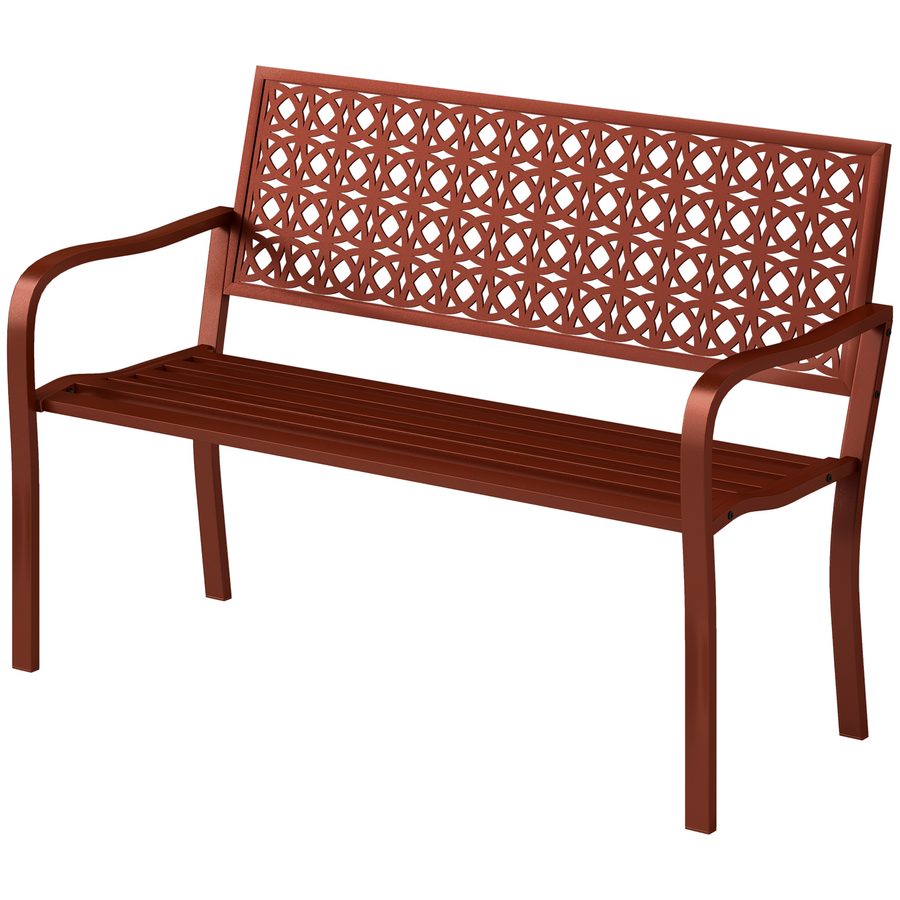 Outsunny 2-Sitzer Gartenbank, wetterfest Sitzbank, Gartenmöbel mit Rücken- & Armlehnen, Parkbank 240kg belastbar, Balkonbank für Balkon Terrasse, Garten, 127 x 63 x 85cm, Rot   Aosom von Outsunny