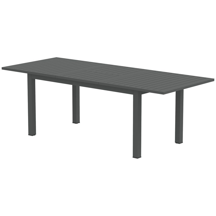 Outsunny Gartentisch Erweitert 160/220x90cm Aluminium Outdoor Esstisch für 6-8 Personen Lamellenoptik Wetterfest für Garten Terrasse Grau   Aosom.de von Outsunny