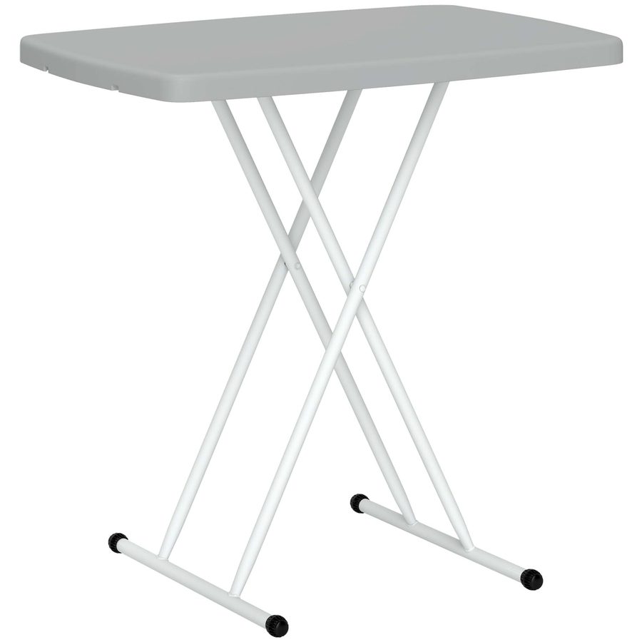 Outsunny Klappbarer Gartentisch mit höhenverstellbarer Funktion, Beistelltisch für den Außenbereich mit HDPE-Platte, Metallgestell, für Balkon und Terrasse, 76x50x74 cm, Dunkelgrau   Aosom von Outsunny