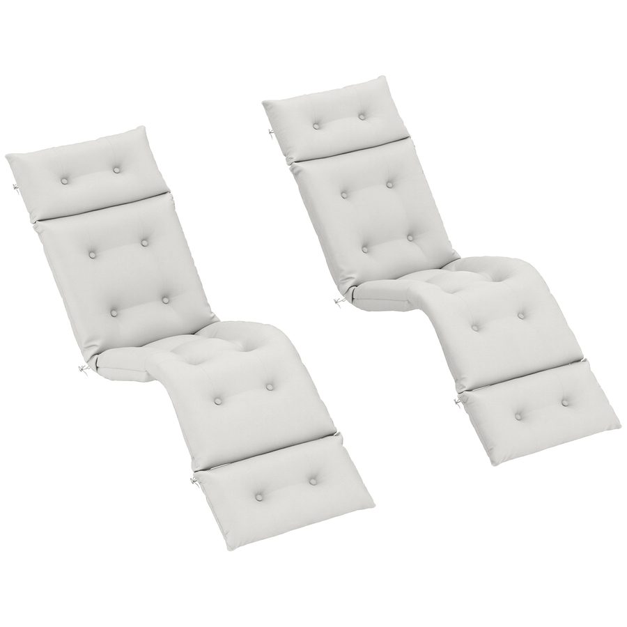 Outsunny Set von 2 Sonnenliegenkissen - dick, bequem und gepolstert - Liegematte mit 6 Befestigungen, 190 x 56 x 10 cm, Hellgrau   Aosom von Outsunny
