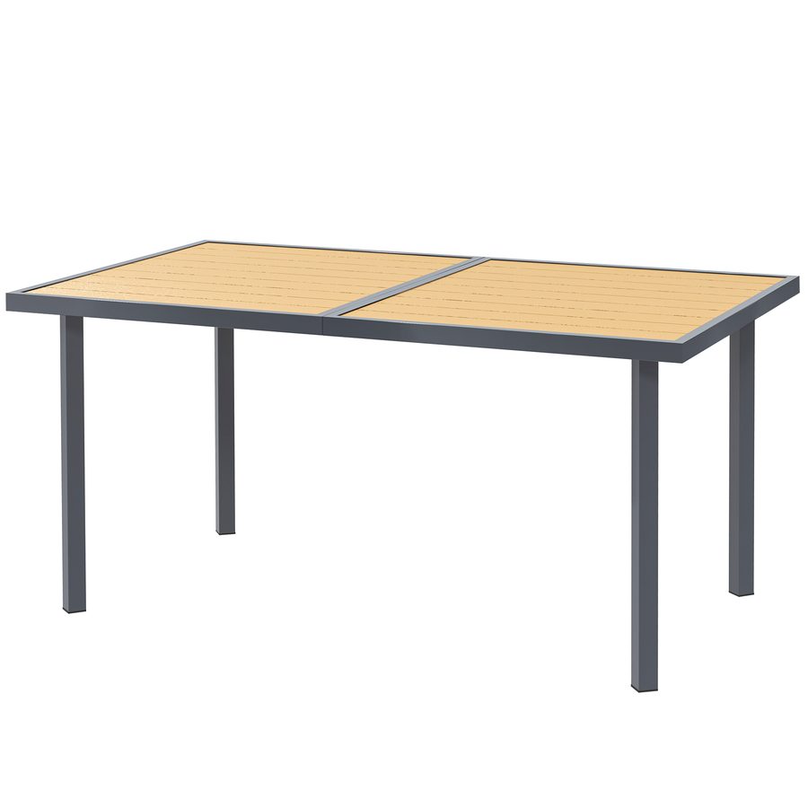 Outsunny Gartentisch für 6 Personen, Gartentisch mit rechteckiger Tischplatte aus rostfreiem Stahl in Holzoptik für Terrasse, 150 x 90 x 72 cm, Naturholz   Aosom von Outsunny