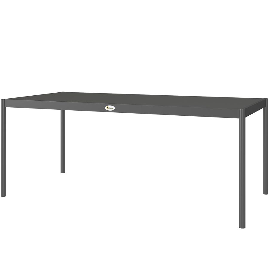 Outsunny Garten-Esstisch aus Stahl, Gartentisch für 8 Personen mit rechteckiger Lamellen-Tischplatte, rost- und wetterbeständig, für Terrasse, Garten, Dunkelgrau   Aosom von Outsunny