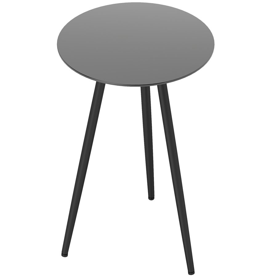 Outsunny Kleiner runder Beistelltisch, Gartentisch mit gehärteter Glasplatte, schlanke Beine, Stahlrahmen, für Balkon, Garten, Terrasse, Wohnzimmer, schwarz   Aosom von Outsunny