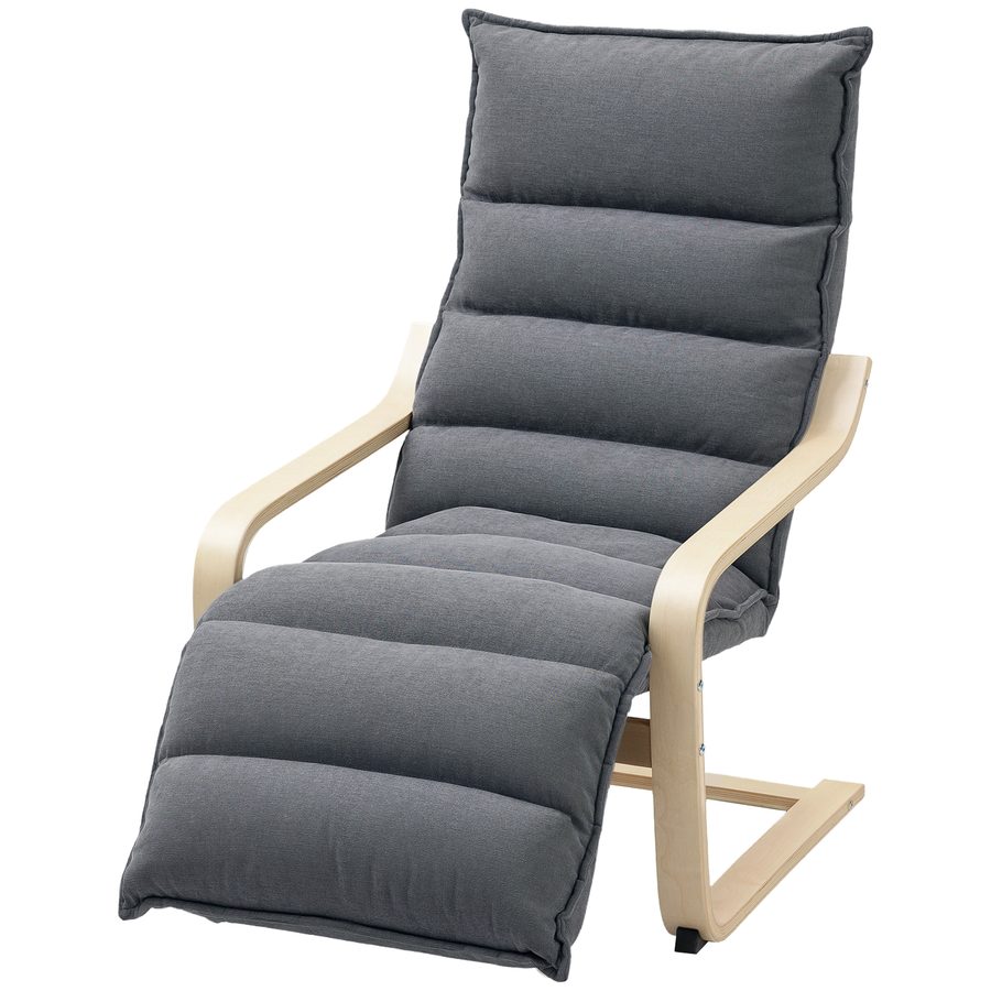 HOMCOM Relaxsessel aus Holz mit Samtbezug und verstellbarem Fußhocker, modernes Design für Wohnzimmer und Schlafzimmer, Dunkelgrau   Aosom von HOMCOM