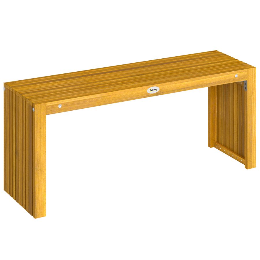 Outsunny Gartenbank aus Holz, 110 cm, rustikale 2‑Sitzer Außenbank mit Latten-Sitzfläche, Tragfähigkeit 240 kg, für Terrasse, Veranda, Park, Balkon, Natur   Aosom von Outsunny