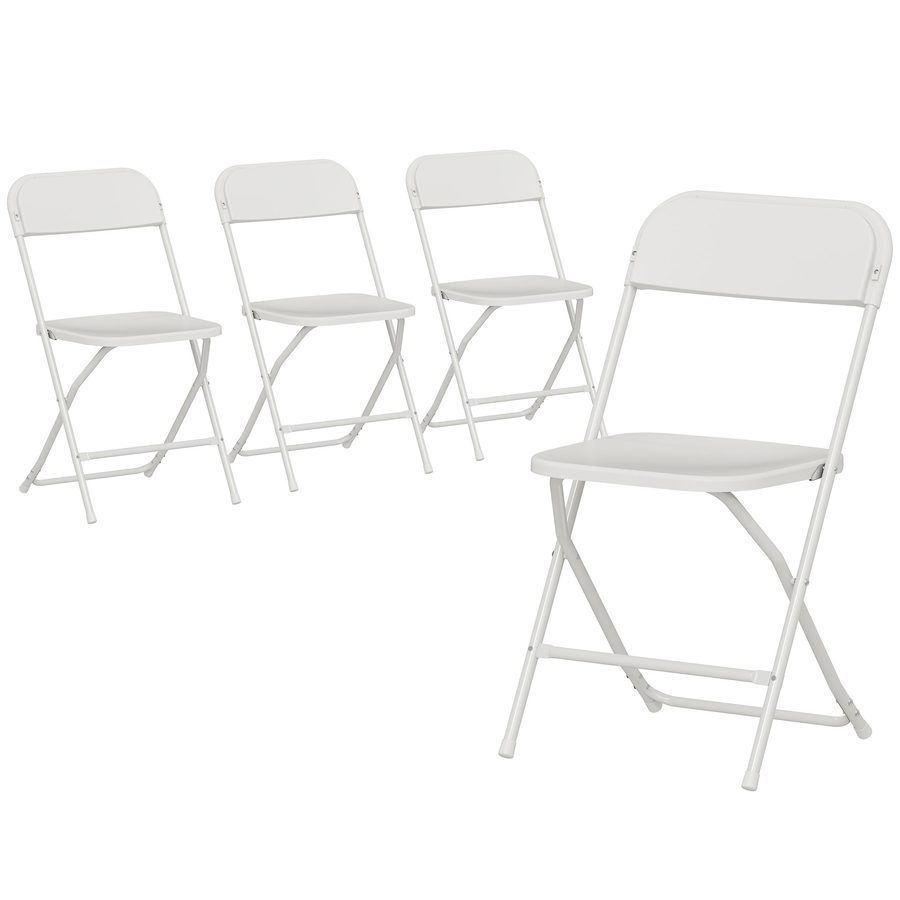 HOMCOM Set mit 4 klappbaren Stühlen aus PP mit Ablauflöchern, platzsparende tragbare Klappstühle aus Stahl, Klappstuhl für den Innenbereich für Zuhause, Büro, Küche, Veranstaltungen, 45x49x79.5 cm, Weiß   Aosom von HOMCOM