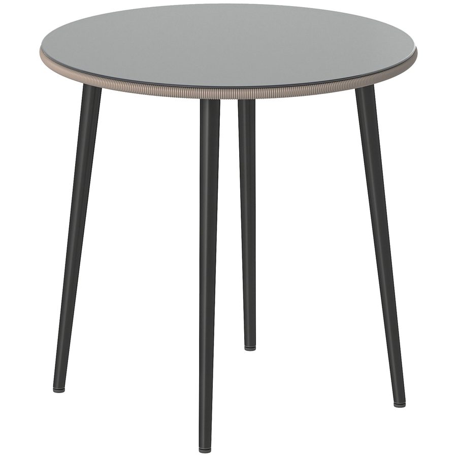 Outsunny Gartentisch Stahl 80 x 80 x 74 cm Buffettisch mit Stahlrahmen, PE-Rattan-Rand, verstellbaren Füßen, 4 Personen Campingtisch Balkontisch Outdoor Esstisch für Garten, Terrasse, Balkon, Grau   Aosom von Outsunny