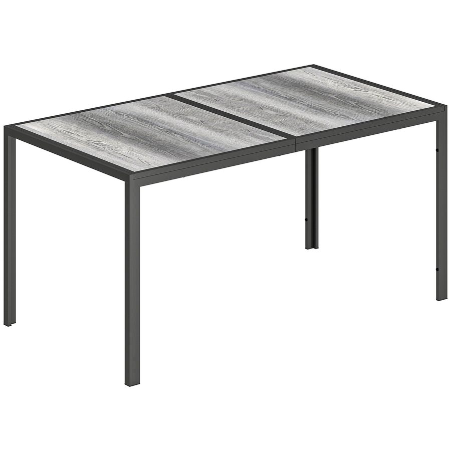 Outsunny Rechteckiger Gartentisch für 4 bis 6 Personen, Außentisch mit Holzoptik-Platte und Stahlbeinen, für Balkon, Veranda, Terrasse, 150 x 80 x 74 cm, grau   Aosom von Outsunny