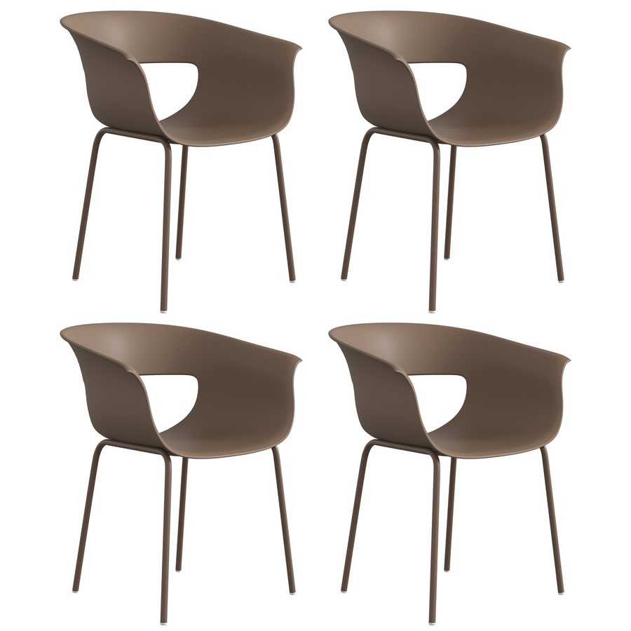 Outsunny Gartenstühle 4er Set ergonomisch Balkonstühle mit Ausschnittdesign Armlehne Wetterfest rostbeständig Outdoor Stühle bis 120 kg Terrassenstühle für Garten Balkon Terrasse Kaffee   Aosom von Outsunny