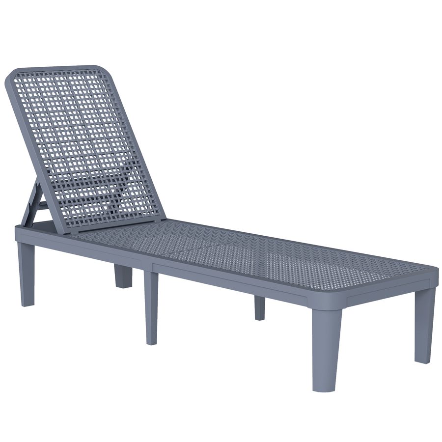 Outsunny Verstellbare Sonnenliege, Gartenliege aus PP mit 4-stufig verstellbarer Rückenlehne, Traglast 120 kg, für Terrasse, Balkon, Garten, Einfache Montage, 191x55x35,5 cm, Dunkelgrau   Aosom von Outsunny