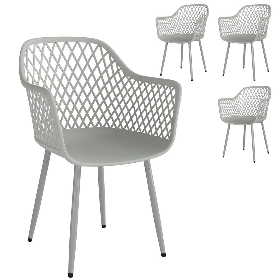 Outsunny Gartenstuhl 4er Set UV-beständige Gartenstühle aus Kunststoff mit Armlehne Rückenlehne Terrassenstuhl bis 120 kg belastbar Gartenmöbel für Hinterhof, Garten, Balkon Grau   Aosom von Outsunny